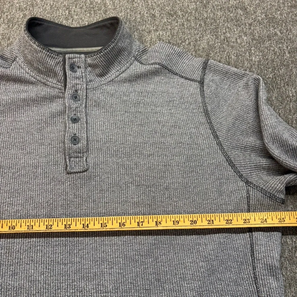 Tommy Bahama Mens XL Gray 1/4 Button Pullover‎ Mock Neck Sweater Henley Shirt